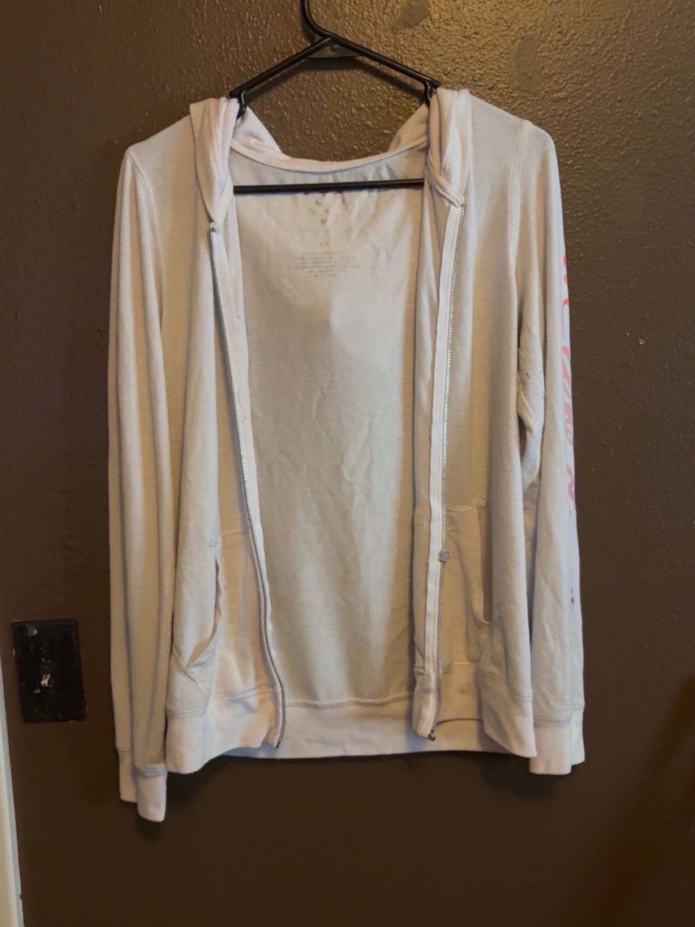 Light Beige Zip-Up Hoodie with Hood